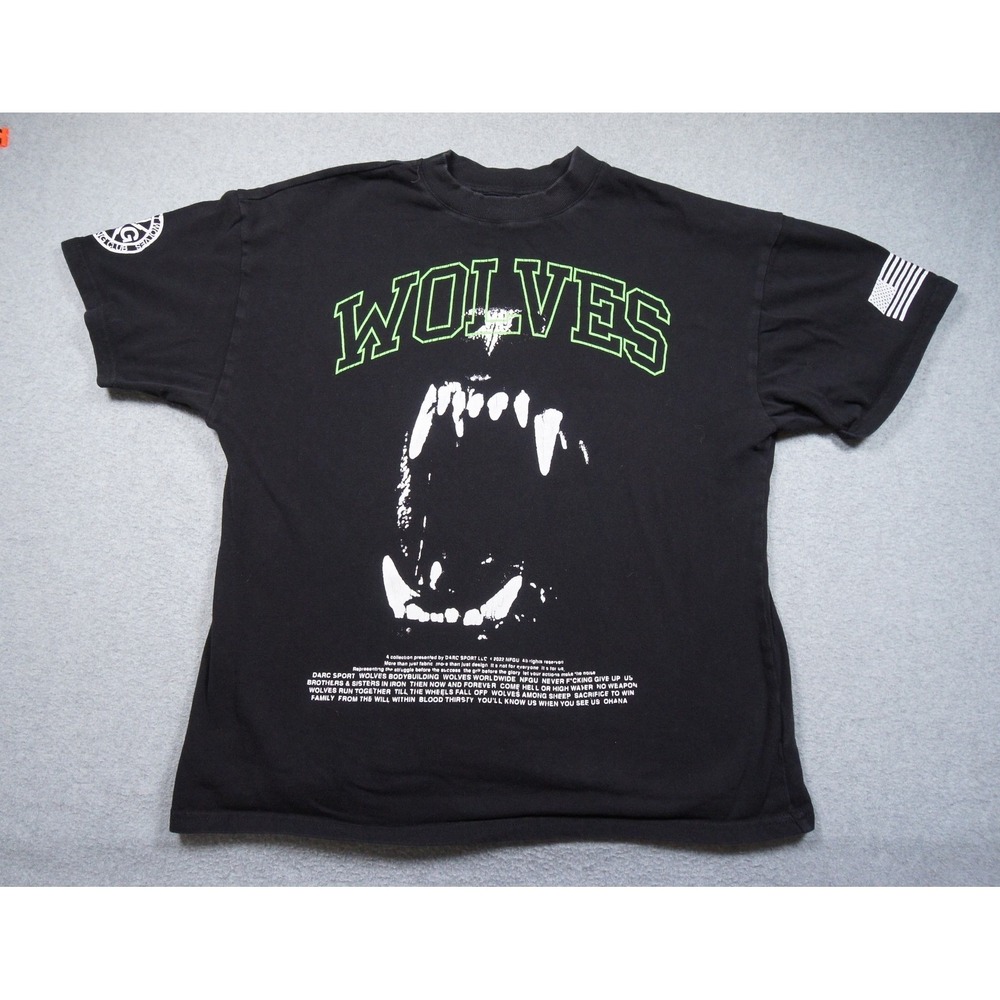 Darc Sport T Shirt Mens Medium Black Wolves Bodybuilding Club Graphic Tee Adult